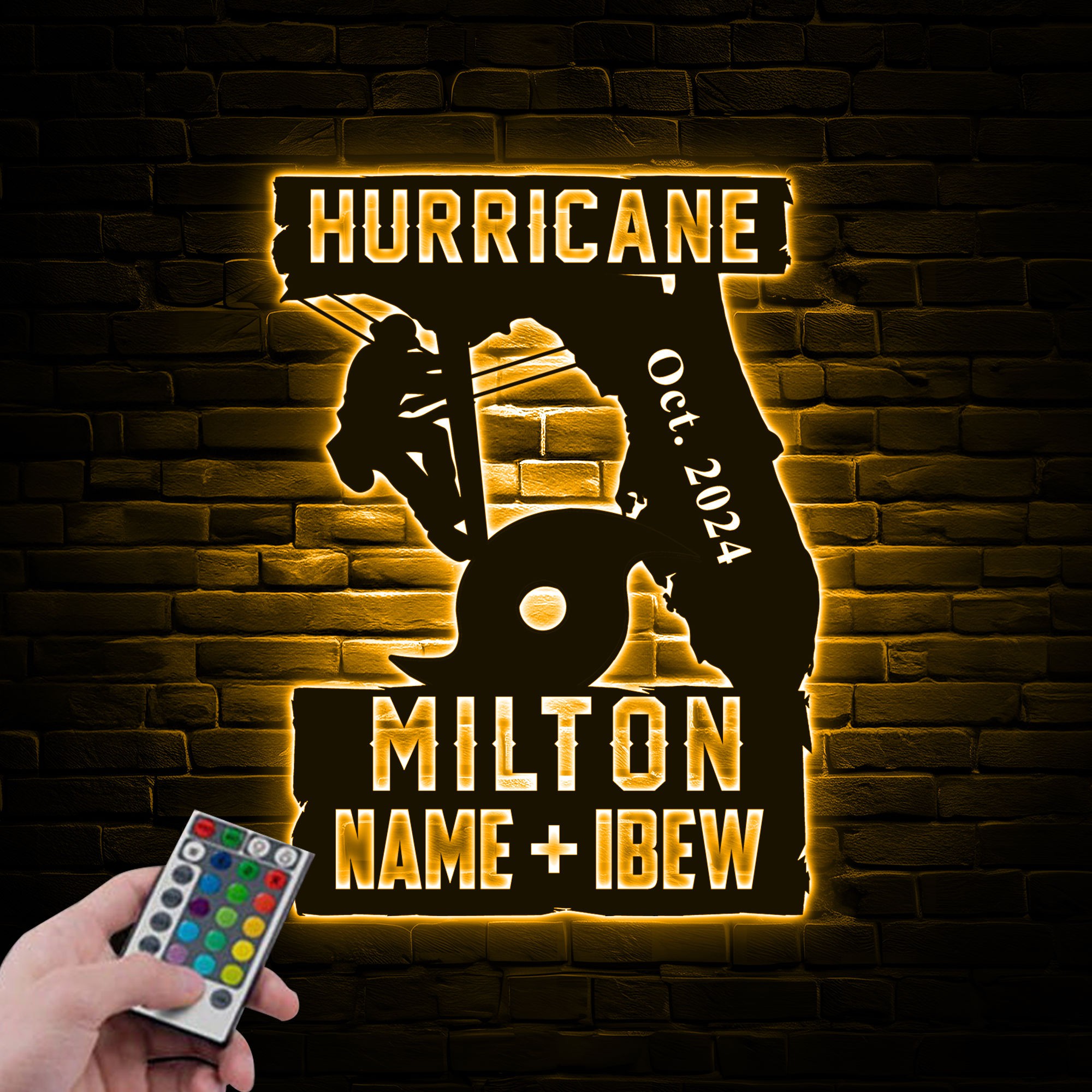 Hurricane Milton Helene Lineman Metal Sign With Led - Fun Gifts Zone