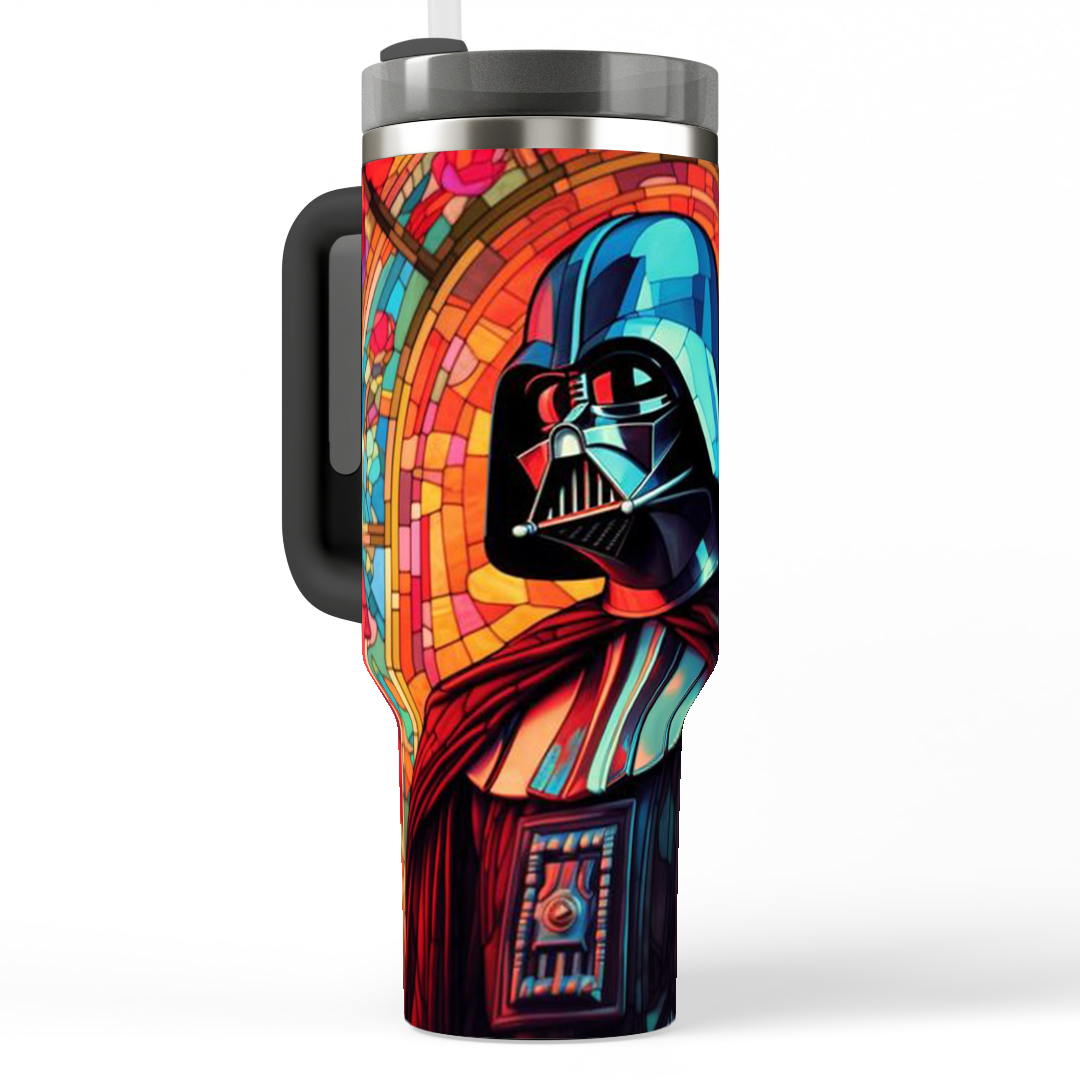 Darth Vader Stained Glass Style Quencher Tumbler 40 Oz - Fun Gifts