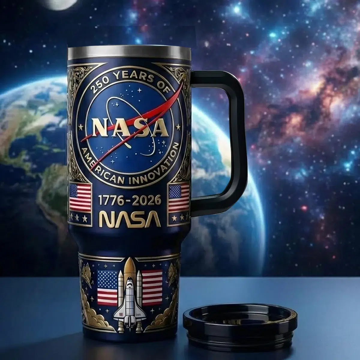 Space Mission 250 Years Handle Tumbler (No Box)