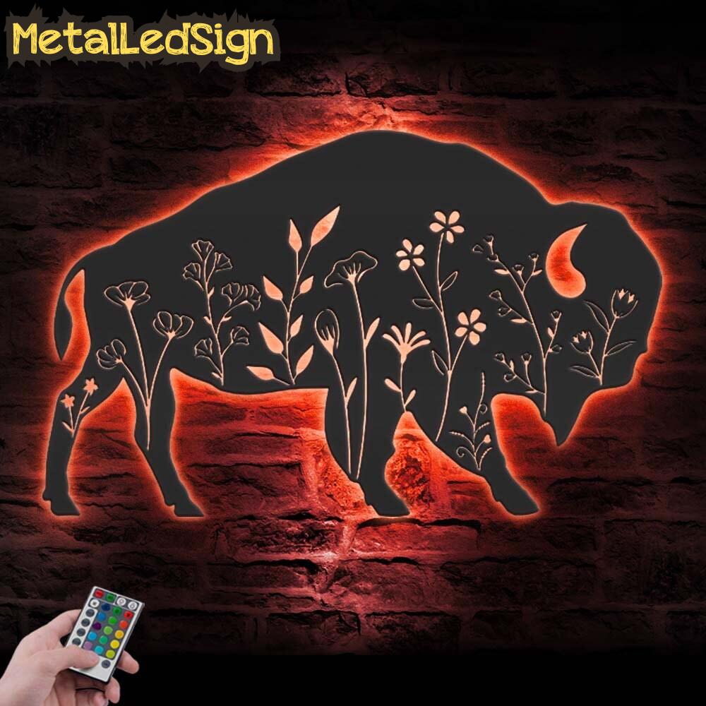 Bison-Wildflower-Farmhouse-Metal-Wall-Art-LED-Light-5.jpg