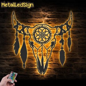 Boho-Cow-Skull-Metal-Wall-Art-LED-Light-Images.jpg