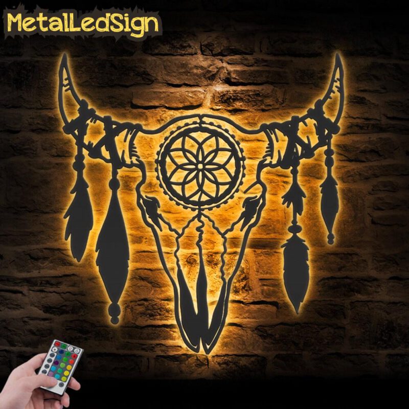 Boho-Cow-Skull-Metal-Wall-Art-LED-Light-Images.jpg