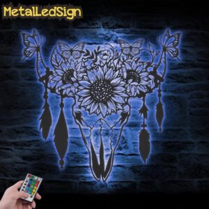 Butterfly-Sunflower-Cow-Skull-Farmhouse-Metal-Wall-Art-LED-Light-3.jpg