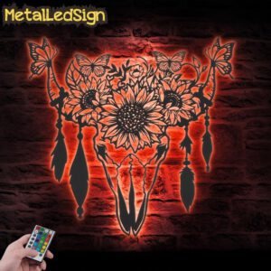 Butterfly-Sunflower-Cow-Skull-Farmhouse-Metal-Wall-Art-LED-Light-5.jpg