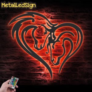 Couple-Horse-Heart-Metal-Wall-Art-LED-Light-5.jpg