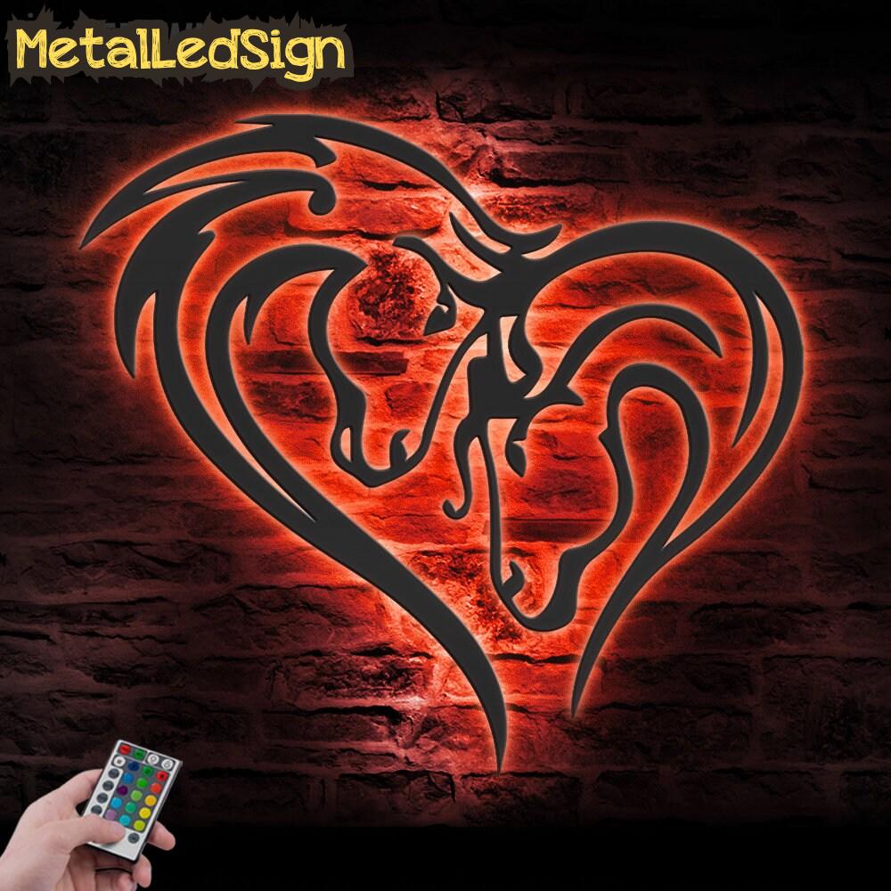 Couple-Horse-Heart-Metal-Wall-Art-LED-Light-5.jpg