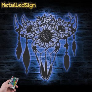 Cow-Skull-Sunflower-Farmhouse-Metal-Wall-Art-LED-Light-3.jpg