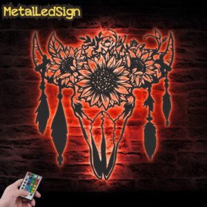 Cow-Skull-Sunflower-Farmhouse-Metal-Wall-Art-LED-Light-5.jpg