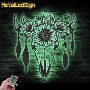 Cow-Skull-Sunflower-Farmhouse-Metal-Wall-Art-LED-Light-7.jpg