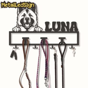 Custom-American-Akita-Dog-Leash-Collar-Holder-3.jpg