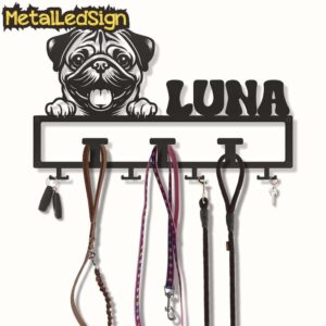 Custom-Apricot-Pug-Dog-Leash-Collar-Holder-3.jpg