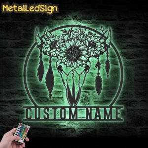 Custom-Cow-Skull-Sunflower-Farmhouse-Metal-Wall-Art-LED-Light-7.jpg