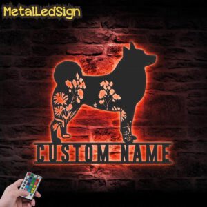 Custom-FLoral-Norwegian-Buhund-Metal-Wall-Art-LED-Light-5.jpg
