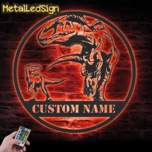 Custom-Father-Son-T-Rex-Tyrannosaurus-Dinosaur-Metal-Wall-Art-LED-Light-5.jpg