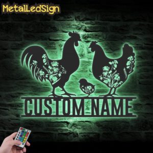Custom-Floral-Family-Chicken-Farm-Metal-Wall-Art-LED-Light-7.jpg