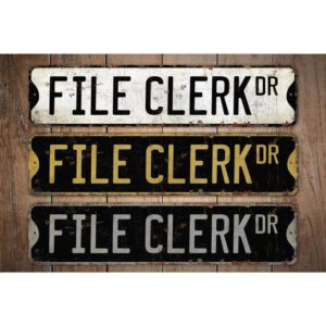 File-Clerk-Premium-Quality-Rustic-Metal-Sign-Images.jpg