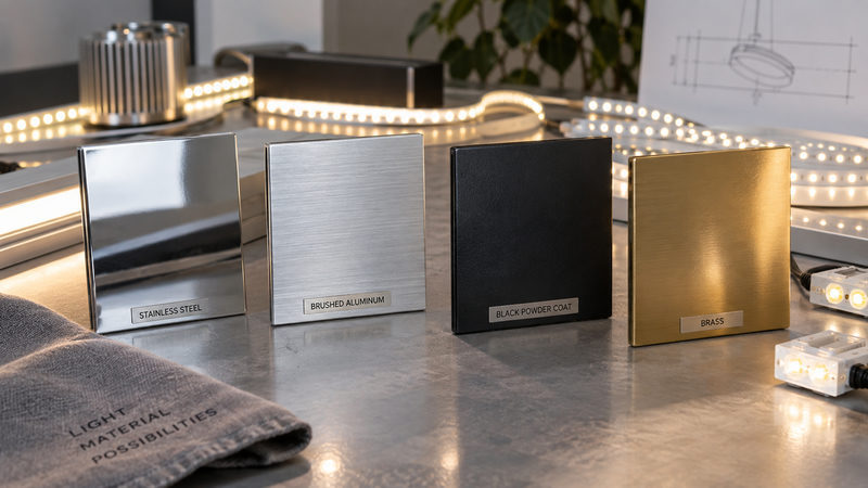 Materials, Finishes, and LED Lighting Options